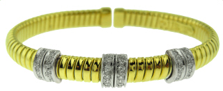 18kt two-tone diamond section bangle