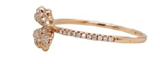 14kt rose gold diamond 4-leaf clover ring.