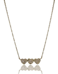 14kt yellow gold 3-heart diamond pendant with chain.