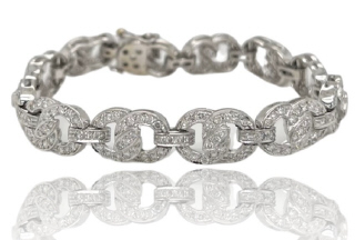 14kt white gold pave diamond link bracelet