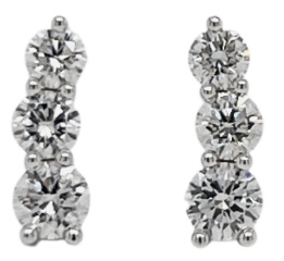 18kt white gold trio diamond ear climber earrings.