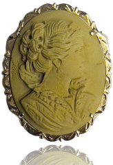 14kt yellow gold lava cameo pin