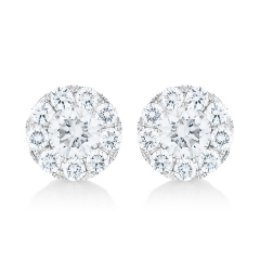 14kt white gold diamond cluster stud earrings.