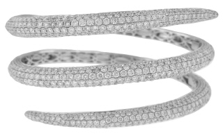 18kt white gold 3 row pave set flexible diamond bangle