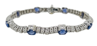 18kt white gold sapphire and diamond bracelet.