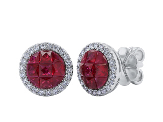 18kt white gold ruby and diamond earrings.