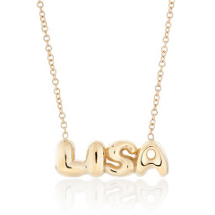 14kt yellow gold baby bubble "LISA" name necklace.