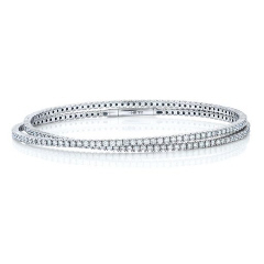 14kt white gold two row flexible diamond bracelet.