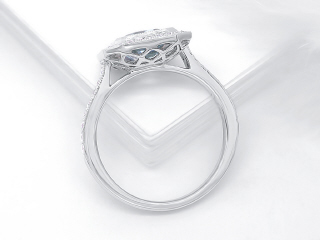 18kt white gold aqua and diamond ring.