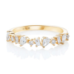 14kt yellow gold mixed cut diamond band.