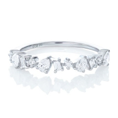 14kt white gold mixed cut diamond band.