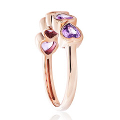 14kt rose gold bezel set pink sapphire heart band.