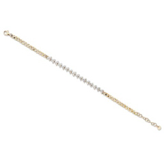 14kt yellow gold diamond cluster bracelet with curb link chain.