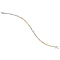 New Model: 14kt tri-color dainty 1 diamond tennis bracelet.