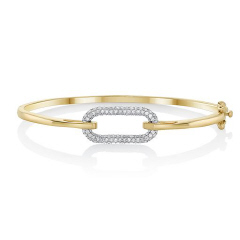 14kt yellow gold open link pave diamond bangle