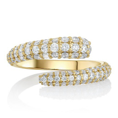 14kt yellow gold pave diamond bypass ring