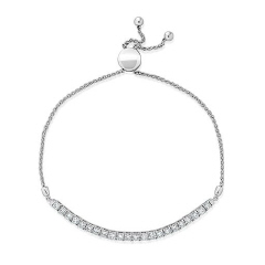 14kt white gold 4-prong diamond adjustable bolo bracelet