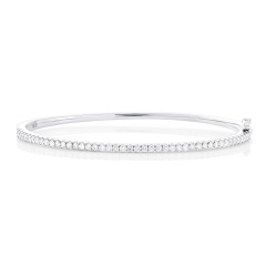 14kt white gold diamond hinged bangle bracelet.
