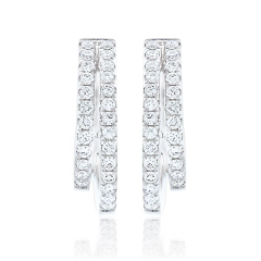 14kt white gold 2 row small hoop earrings.