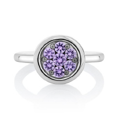 18kt whte gold purple sapphire ring