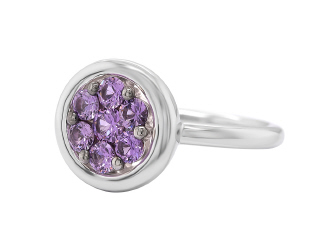 18kt whte gold purple sapphire ring