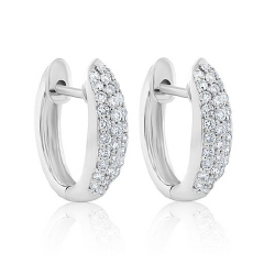 14kt white gold pave diamond huggie earrings.