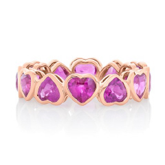 18kt rose gold happy heart ruby eternity band