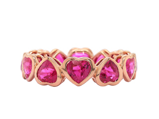 18kt rose gold happy heart ruby eternity band