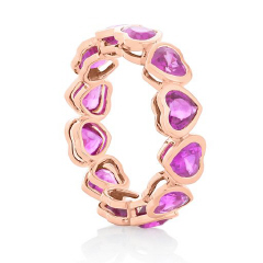 18kt rose gold happy heart ruby eternity band