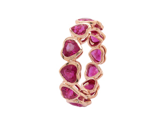 18kt rose gold happy heart ruby eternity band