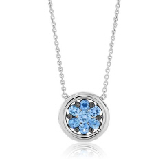 18kt white gold corn flower blue sapphire pendant with chain