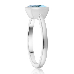 18kt white gold bezel set aquamarine ring