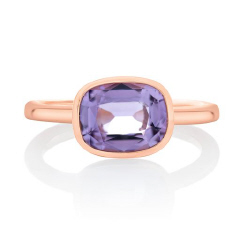 18kt rose gold bezel set amethyst ring