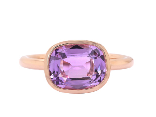 18kt rose gold bezel set amethyst ring