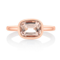 18kt rose gold bezel set peach morganite  ring