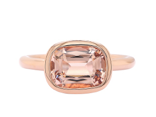 18kt rose gold bezel set peach morganite  ring