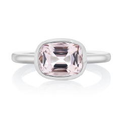 18kt white gold bezel set pink morganite  ring