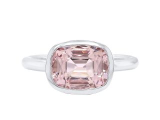 18kt white gold bezel set pink morganite  ring