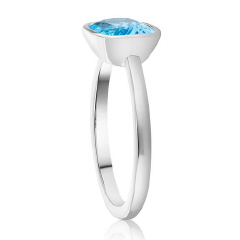 18kt white gold bezel set sky blue topaz ring