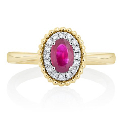 14kt two-tone ruby and diamond ring