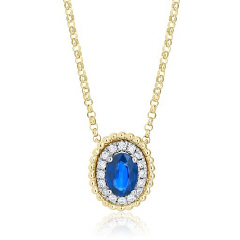 14kt two-tone sapphire and diamond pendant with chain