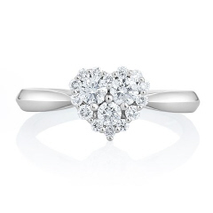 14kt white gold heart diamond ring