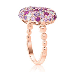 14kt rose gold rainbow sapphire and diamond donut ring
