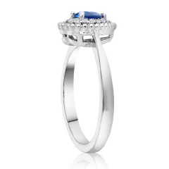 14kt white gold diamond and sapphire heart ring