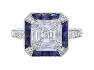 18kt white gold sapphire and diamond ring.