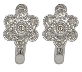 14kt white gold cluster diamond earrings