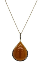 14kt yellow gold agate and diamond pendant with chain
