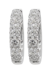 14kt white gold diamond hoop earrings