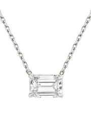 ***LAB GROWN *** 14kt white gold emerald cut lab grown diamond solitaire pendant with chain