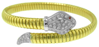 18kt two-tone serpentino diamond bangle bracelet.